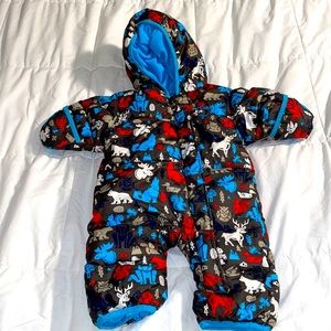 Columbia baby 0-3 M snowsuit fleece lined animal themed